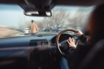 The Warning Before the Collision: A Female Driver and the Pedestrian