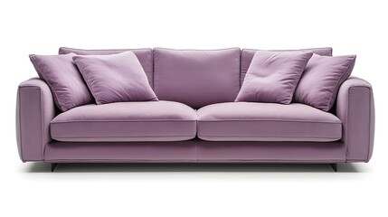 Modern sofa in dusty lavender with a minimalist design and deep cushions 