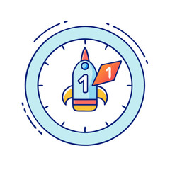 Obraz premium rocket countdown clock vector icon, rocket countdown clock vector illustration - simple illustration of rocket countdown clock, perfect for logos,and rocket countdown clock -themed designs.