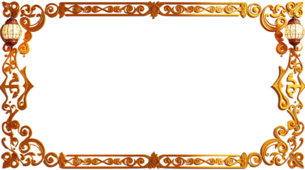 Photo of luxury golden Arabic Islamic text box title frame isolated on transparent background