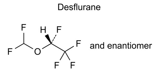 Chemical structure of desflurane, drug substance