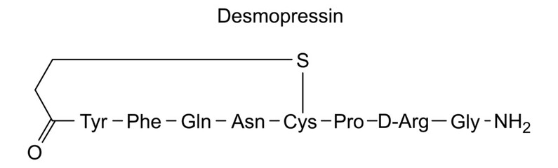Chemical structure of desmopressin, drug substance