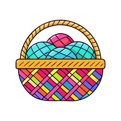 colorful woven basket vector icon, colorful woven basket vector illustration-simple illustration of colorful woven basket, perfect for logos,and colorful woven basket-themed designs.