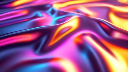 Iridescent fabric flowing, vibrant colors, abstract background, design texture.
