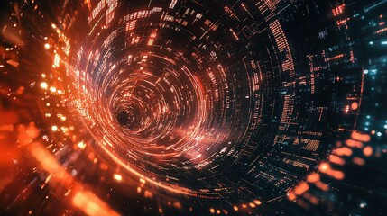Obraz premium Abstract Technology Concept with Code and Dynamic Lines of Light