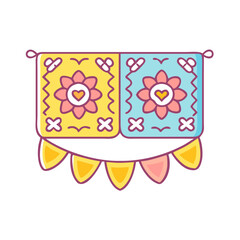 papel picado mexican paper banners icon.