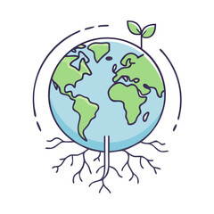 earth with tree roots vector icon, earth with tree roots vector illustration-simple illustration of earth with tree roots, perfect for logos,and earth with tree roots - themed designs.