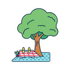 tree and picnic blanket vector icon, tree and picnic blanket vector illustration-simple illustration of tree and picnic blanket, perfect for logos,and tree and picnic blanket - themed designs.