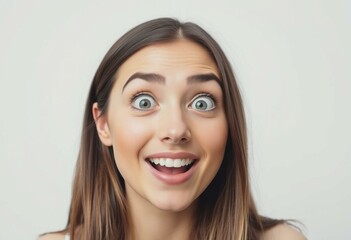 Fototapeta premium Portrait of a surprised female face with a subtle smile