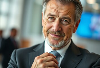 Portrait of a 60-year-old male businessman with a wise expression