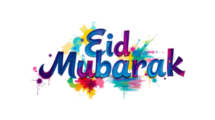 Photo of Eid Mubarak word isolated on transparent background