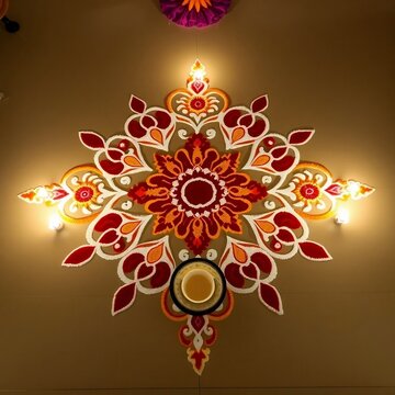 Tamil Women Celebrating Tai Pongal with Traditional Rice Flour Rangoli