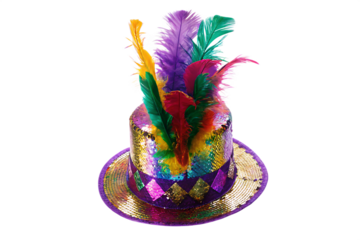 colorful and shiny carnival hat on isolated on white background PNG.AI GENERATED