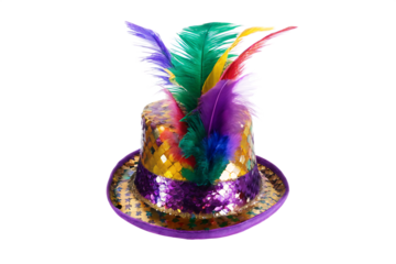 colorful and shiny carnival hat on isolated on white background PNG.AI GENERATED