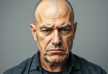 Fototapeta premium Bald man with scowl
