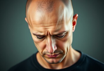 Fototapeta premium Bald man with sorrowful expression