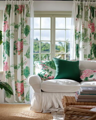 Designer curtains with a large floral print decora_003