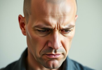 Obraz premium Bald man with a stern expression