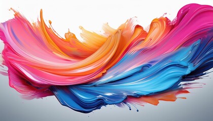 Vibrant Abstract Painting with Expressive Brushstrokes in Blue, Pink, and Orange Hues, Showcasing Textured Layers and Colorful Ink Drips