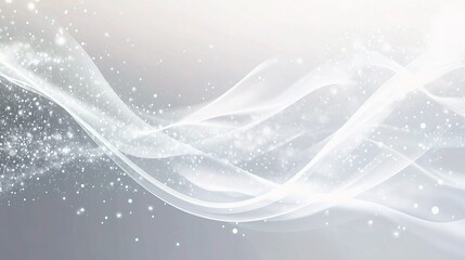 Flowing White Particles Over Textured Gray Background