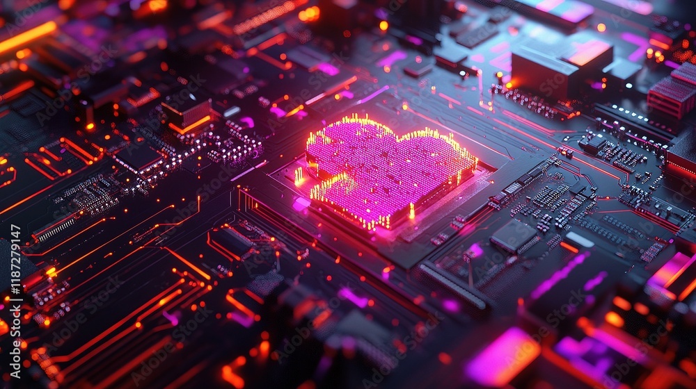 Poster abstract data storage concept with cloud upload symbol on circuit board