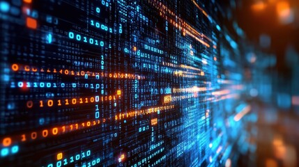 Fototapeta premium Dynamic Cybersecurity Theme with Binary Code and Digital Lines