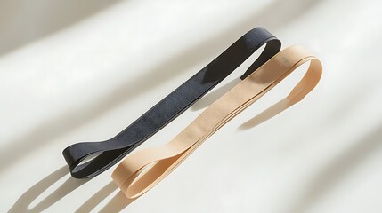 Two ties are laying on a white surface