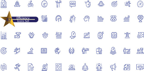 Efficiency icon collection set. Containing productivity, optimization, resource utilization
