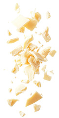 Shaved parmesan isolated.
Savory, aged cheese, rich umami flavor, Italian cuisine, grated texture, versatile, perfect for topping pasta, salads, or pizza.
