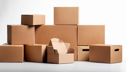 cardboard boxes on white