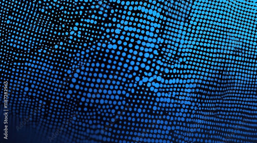 Poster Abstract Blue Digital Dots Creating Pixel Patterns in Scale