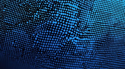 Naklejka premium Abstract Blue Digital Dots Creating Pixel Patterns in Scale
