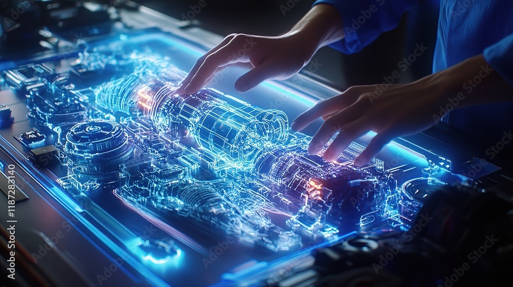 Poster engineers and developers working with illuminated technology concepts