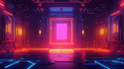 Abstract Futuristic Electro Illustration with Vibrant Lines and Scale