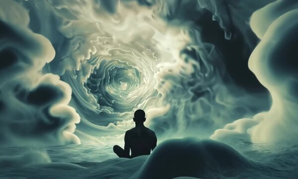 A human silhouette filled with colorful thoughts symbolizing self-analysis