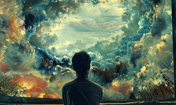 A human silhouette filled with colorful thoughts symbolizing self-analysis
