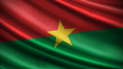 Burkina Faso flag with realistic silky wave texture