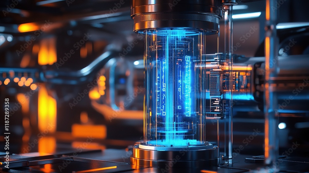 Poster advanced quantum computer with intricate electronic circuit design
