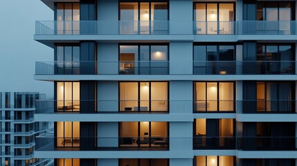 Obraz premium A modern home features stylish windows and decor beneath an expansive cloudy sky, creating an urban vibe.