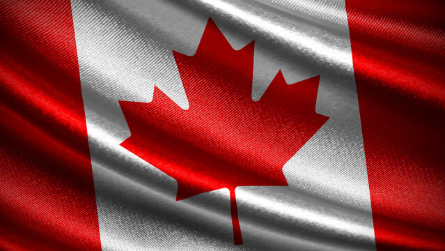 Canada flag with realistic silky wave texture