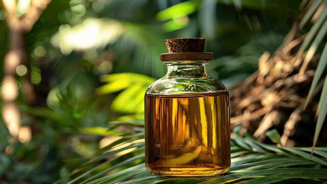 babassu oil close-up. Selective focus