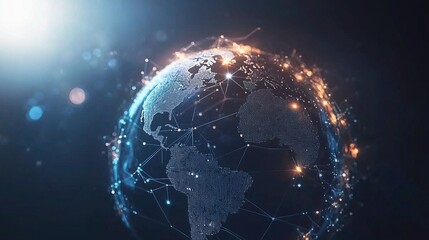 Fototapeta premium Abstract Digital Globe with Interconnected Lines and Wireless Nodes