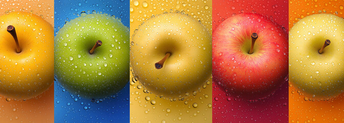 Yellow Apples Through Abstract Colorful Patterns

