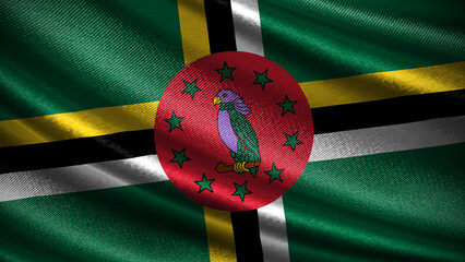Dominica Flag With Realistic Silky