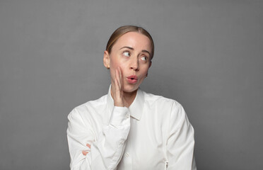 pretty businesswoman with a copy space