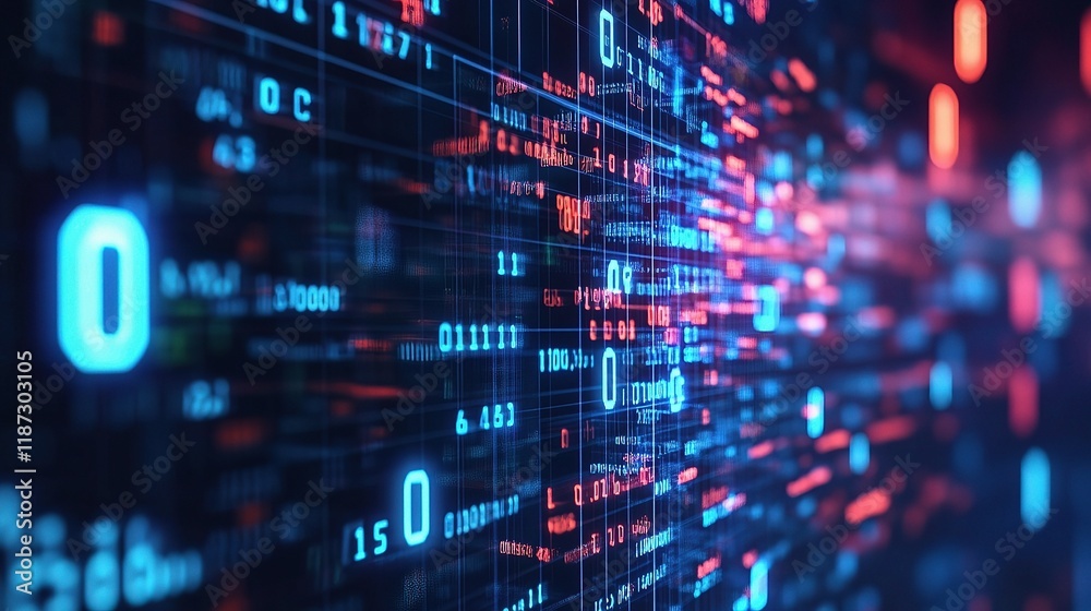 Poster abstract digital background with big data visualization and lines