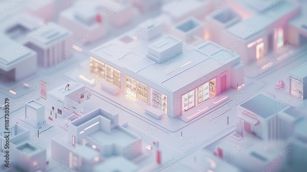 Poster highdetail depiction of omnichannel strategy showcasing seamless integration of physical online stor