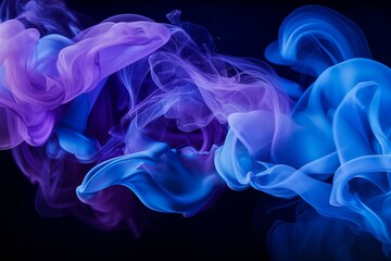 Obraz premium Abstract smoke-like swirls in shades of blue and purple on a black background