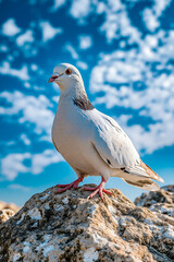 Obraz premium A white bird sitting on top of a rock