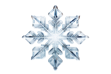 Unique crystal snowflake design seen against a white background showcasing intricate details and symmetry